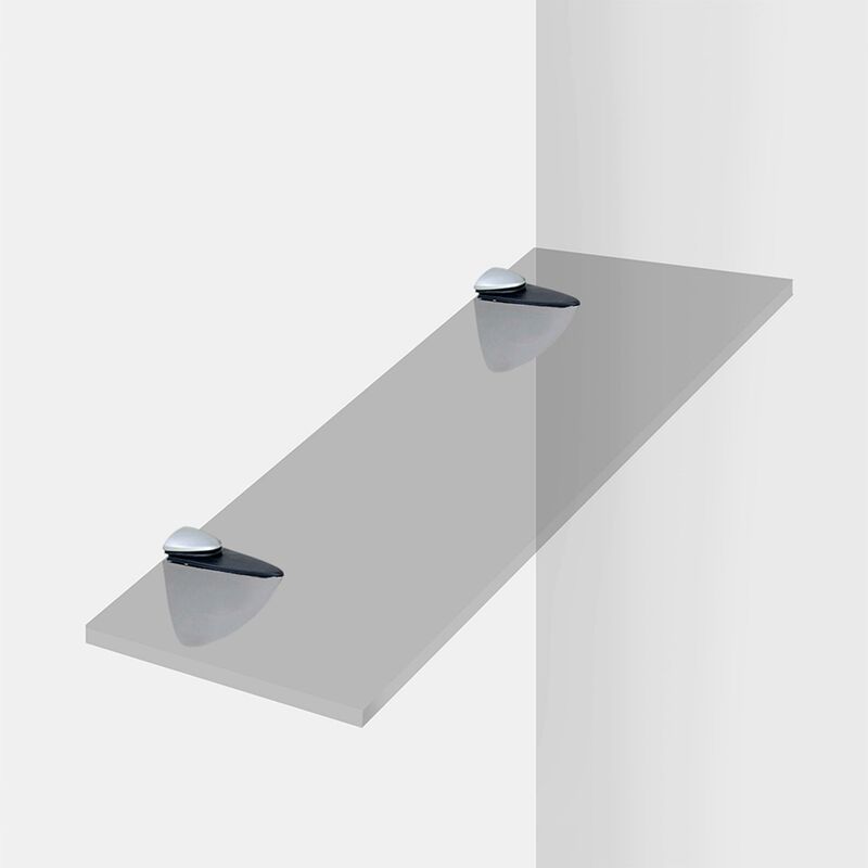 

Soporte para estante de madera/cristal, espesor 0-25 mm, Plástico y zamak, Gris metalizado, 2 ud.