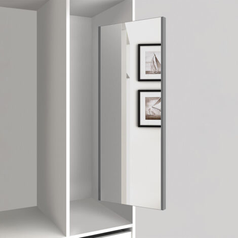 Emuca Specchio estraibile per interni di armadio, grigio metallizzato