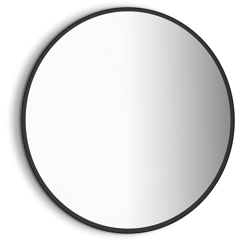 Image of Specchio da bagno Zeus con Illuminazione led decorativa e cornice nera, diametro 80 cm, ac 230V 50Hz, 12W, Alluminio e Vetro - Non classificata