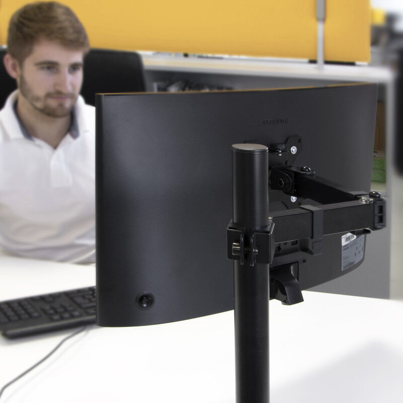 Emuca - 3200014 Support écran inclinable et rotatif à 360° pour table., Simple, Peint en noir, Acier.