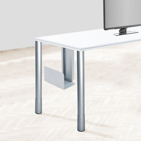 Emuca – Support en acier pour unité centrale CPU 12kg – Finition aluminium – Installation facile sous bureau – Dimensions 34,5x19x16cm