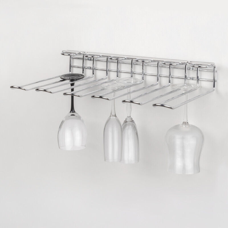 Porte-verres pour meubles Supra 5 rangées, longueur 320mm, Acier, Chromé - Emuca