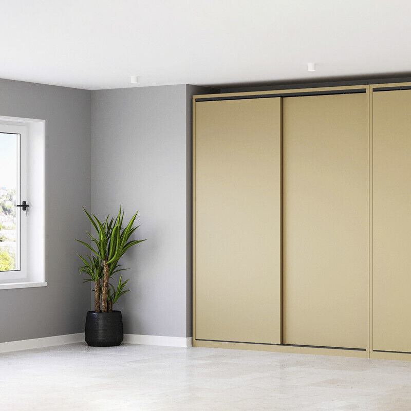 Emuca - 6213562 Kit de 2 portes coulissantes et Flow de ferrures pour armoires à fermeture souple avec rails de surface 2,35m, pa