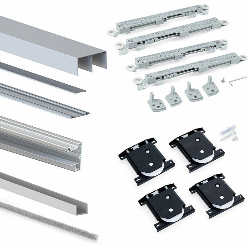 Système coulissant pour armoires 2 portes - Placard 90 - profils Vall, fermeture amortie - Emuca