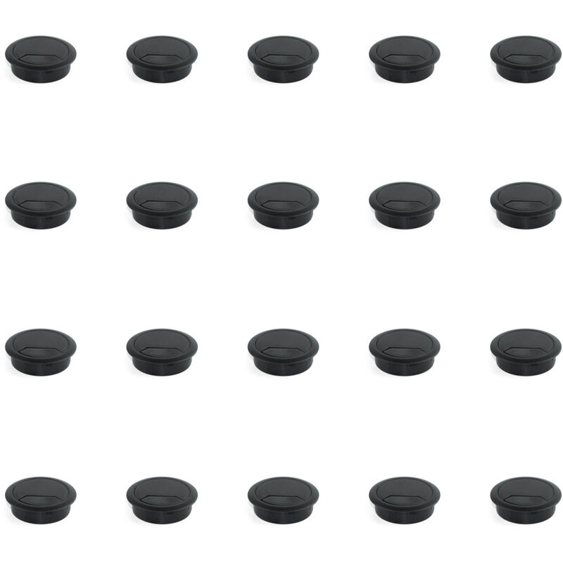 

Tapa pasacables circular, D. 60 mm, para encastrar, Plástico, Negro, 20 ud. - Emuca