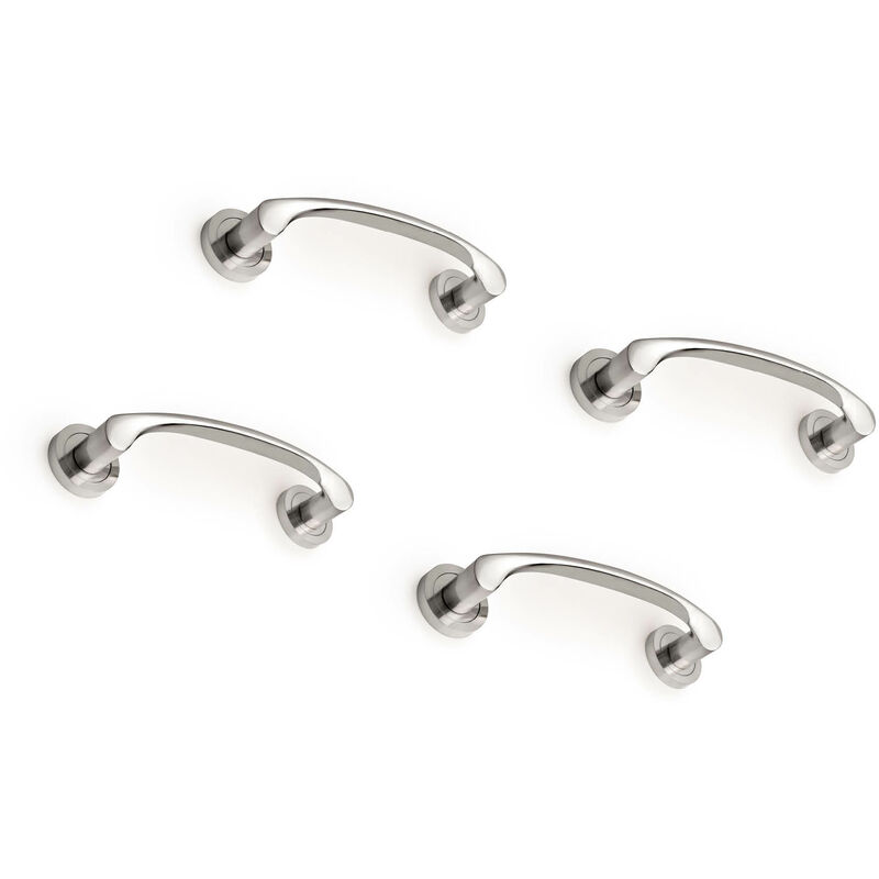 

tirador curvo con rosetas de diámetro 50 mm para puertas correderas, Aluminio, Níquel satinado, 4 un. - Níquel satinado - Emuca
