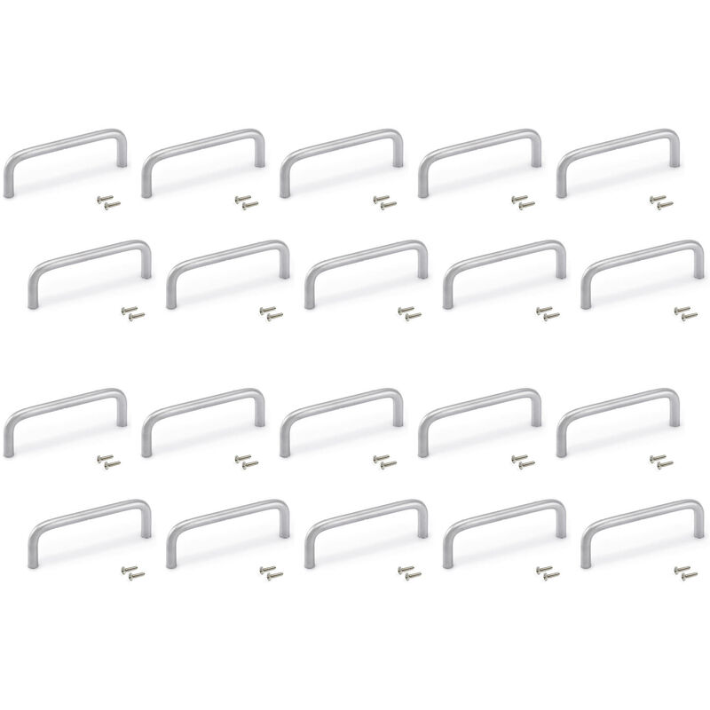 

Tiradores para mueble, D. 8 mm, intereje 96 mm, Acero, Cromado mate, 20 ud. - Cromado mate - Emuca