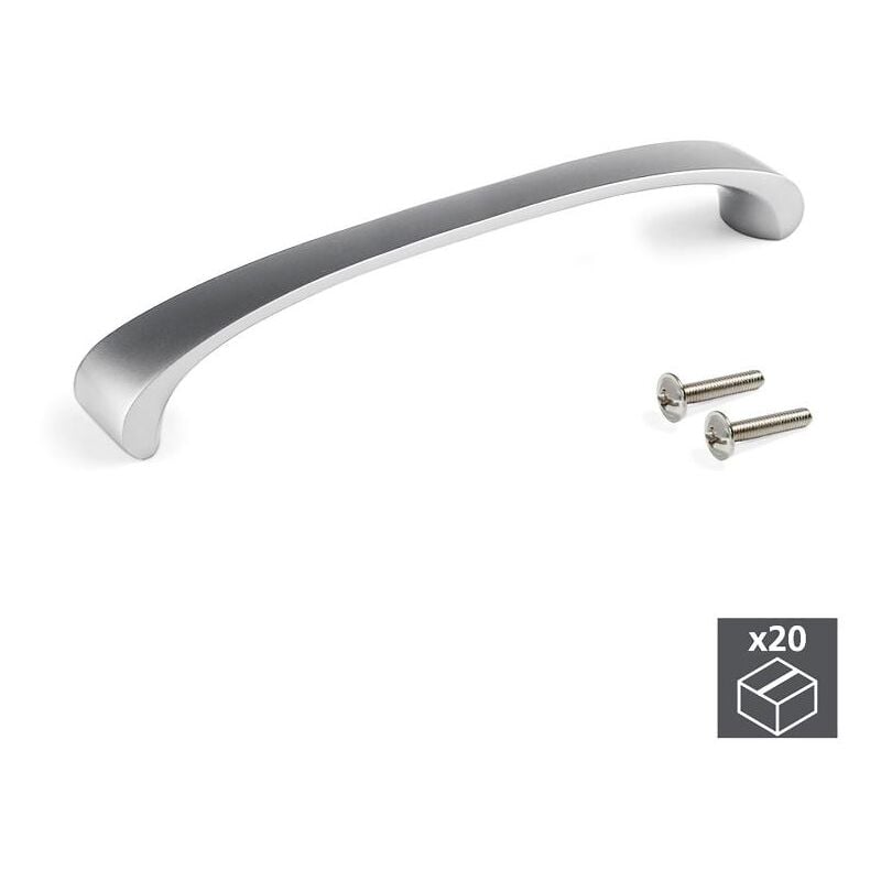 

Tiradores para mueble, intereje 160 mm, Zamak, Niquel satinado, 20 ud.