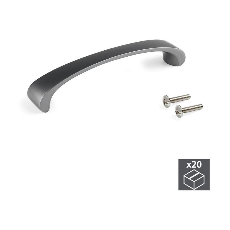 

Tiradores para mueble, intereje 96 mm, Zamak, color titanio, 20 ud.