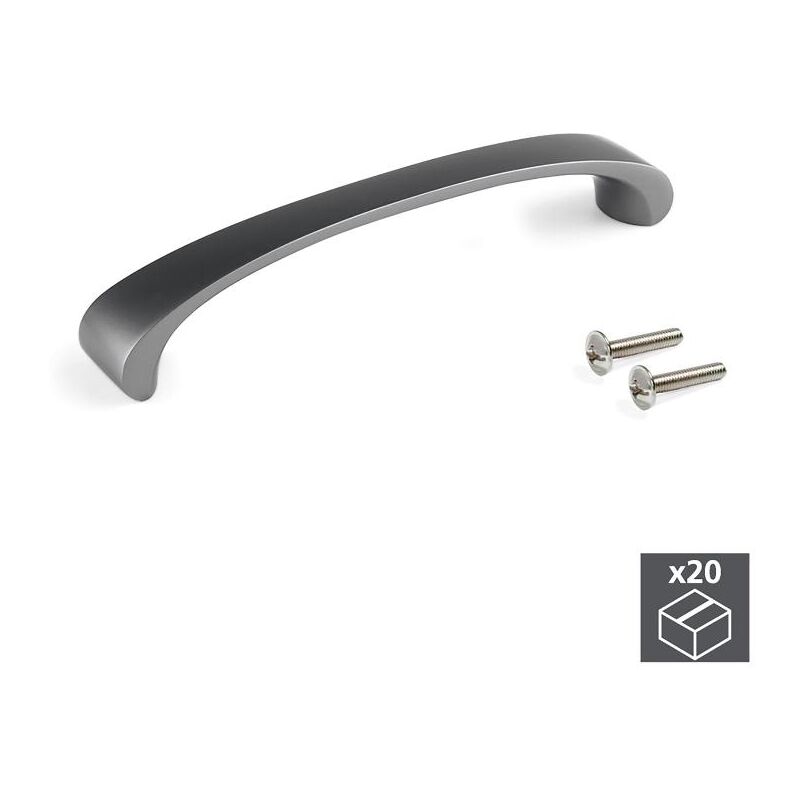 

Tiradores para mueble, intereje 128 mm, Zamak, color titanio, 20 ud.