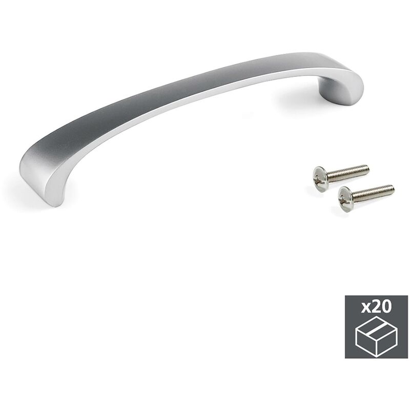 

Tiradores para mueble, intereje 128 mm, Zamak, Niquel satinado, 20 ud.