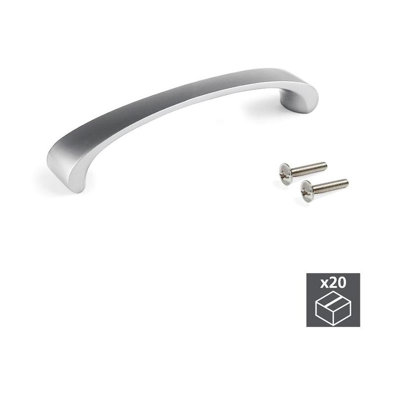 

Tiradores para mueble, intereje 96 mm, Zamak, Niquel satinado, 20 ud.