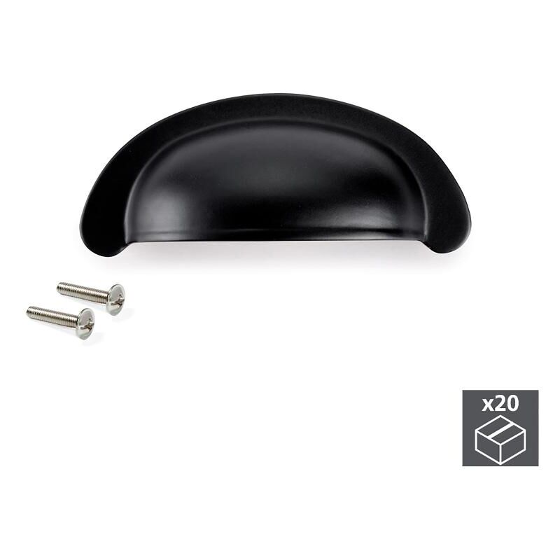 

Tiradores para mueble, intereje 64 mm, Zamak, Negro, 20 ud.