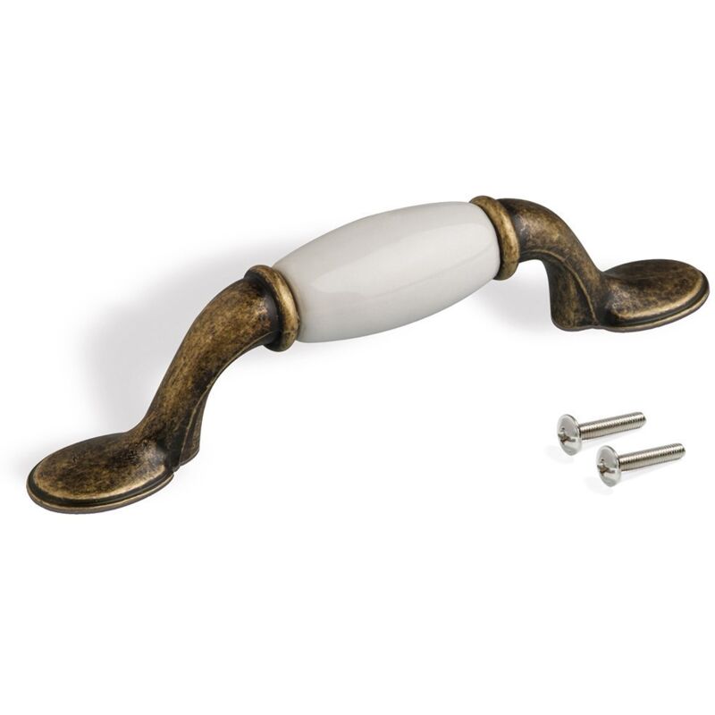 

Tiradores para mueble, intereje 76 mm, Zamak y cerámica, Bronce