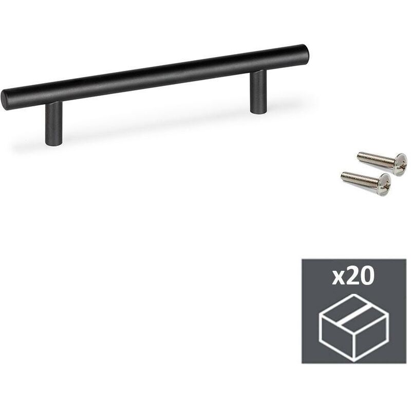 

Tiradores para muebles, intereje 192 mm, Acero inoxidable hueco, Pintado negro, 20 ud.