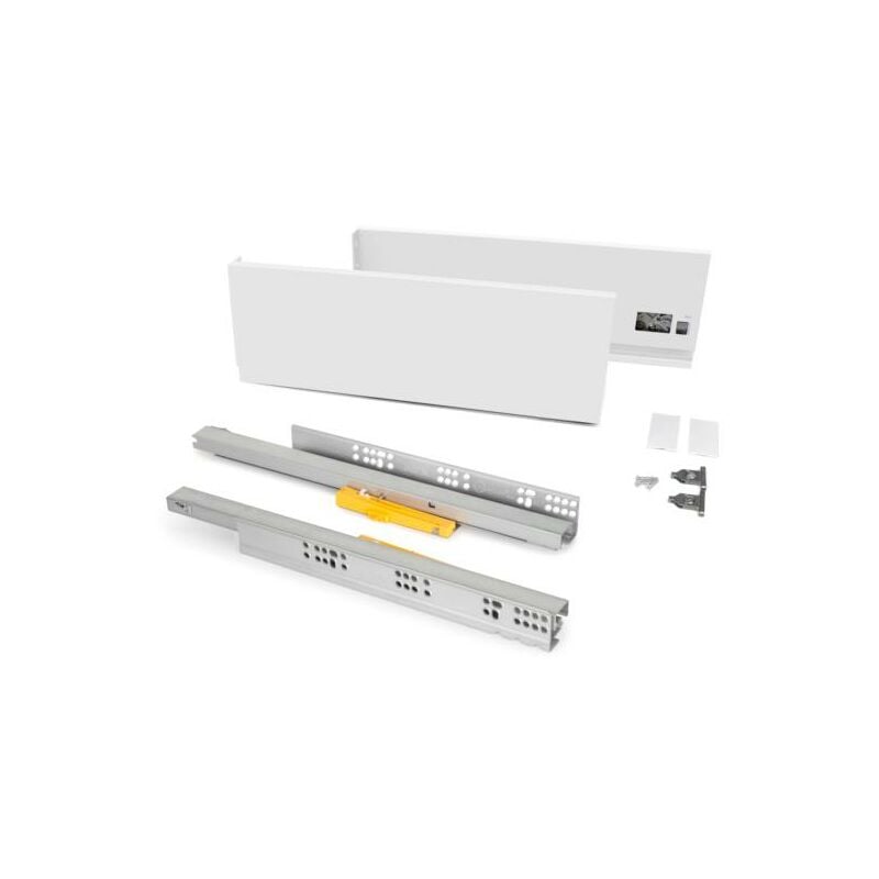 Emuca - Tiroir extérieur Vertex 40 kg hauteur 131 mm avec Push Synchro, 500, Peint en blanc, Acier, 1 kit - talla