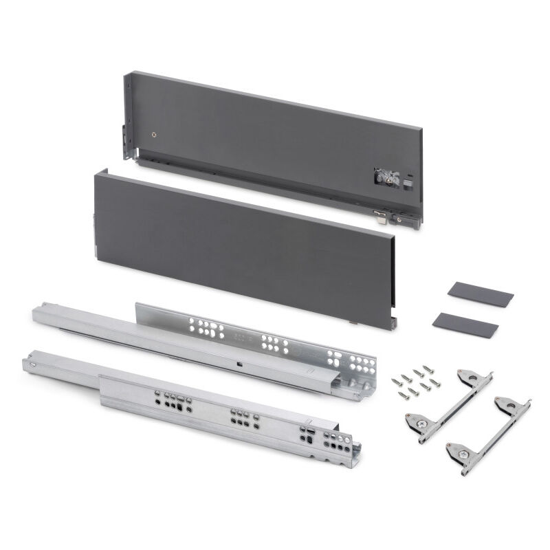 Emuca - 3204735 Tiroir extérieur Vertex avec réglages 3D hauteur 178mm, 40kg, épaisseur de panneau de 18mm, profondeur 450mm, Aci