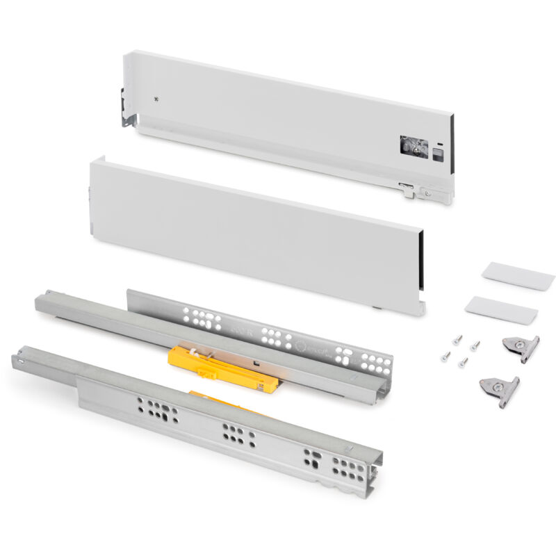 Emuca - Tiroir extérieur Vertex Push Synchro avec réglages 3D, hauteur 131mm , 40kg, profondeur 500mm, Acier, Peint en blanc