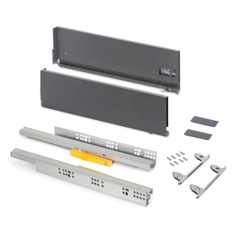 Emuca - 3203935 Tiroir extérieur Vertex Push Synchro avec réglages 3D, hauteur 178mm, 40kg, profondeur 400mm, Acier, Gris antraci