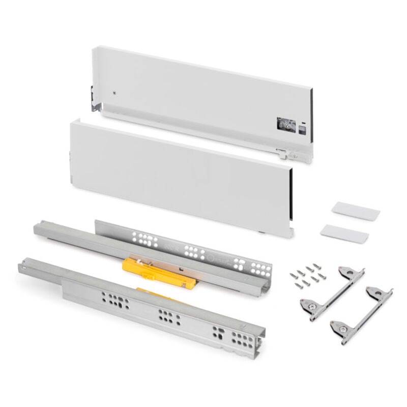 Emuca - 3204012 Tiroir extérieur Vertex Push Synchro avec réglages 3D, hauteur 178mm , 40kg, profondeur 450mm, Acier, Peint en bl