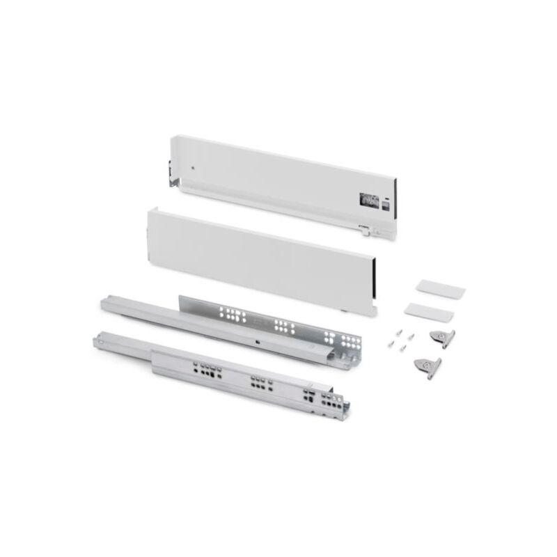 Emuca - Tiroir extérieur Vertex avec réglages 3D hauteur 131mm, 40kg, profondeur 300mm, Acier, Peint en blanc - talla