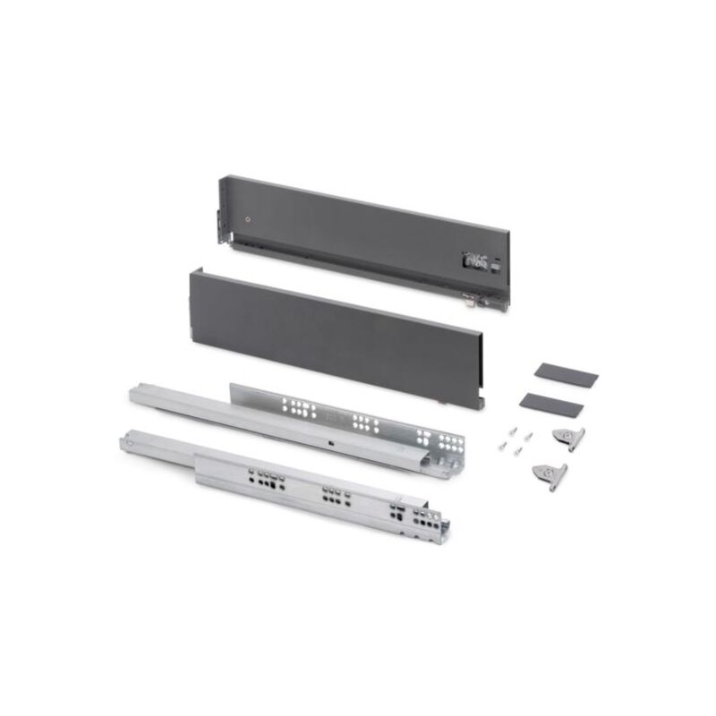 Emuca - Tiroir extérieur Vertex avec réglages 3D hauteur 131mm, 40kg, profondeur 450mm, Acier, Gris anthracite - talla