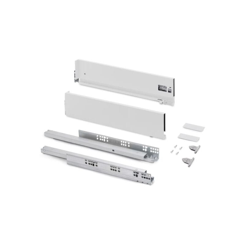 Emuca Tiroir extérieur Vertex avec réglages 3D hauteur 131mm, 40kg, profondeur 500mm, Acier, Peint en blanc - talla