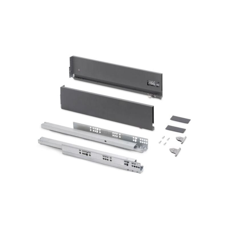 Emuca - Tiroir extérieur Vertex avec réglages 3D hauteur 131mm, 40kg, profondeur 400mm, Acier, Gris antracite - talla