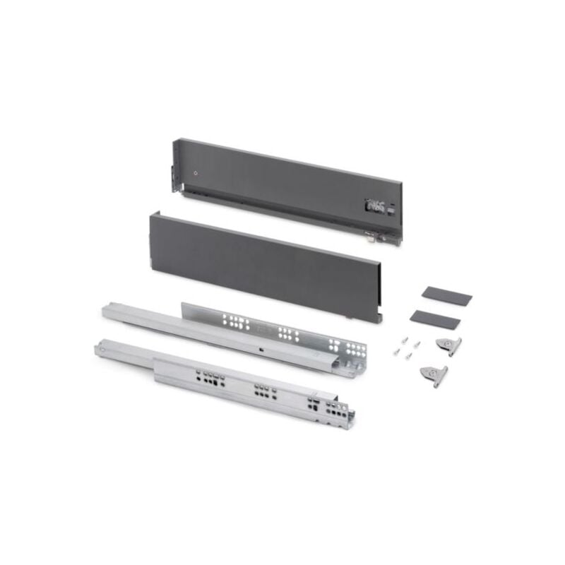 Emuca - Tiroir extérieur Vertex avec réglages 3D hauteur 131mm, 40kg, profondeur 350mm, Acier, Gris anthracite - talla