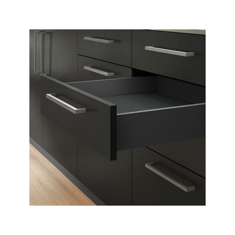 Emuca - Tiroir extérieur Vertex 40kg hauteur 131mm, profondeur 500mm, Acier, Gris antracite - talla