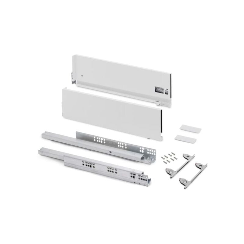 Emuca - Tiroir extérieur Vertex avec réglages 3D hauteur 178mm, 40kg, profondeur 350mm, Acier, Peint en blanc - talla