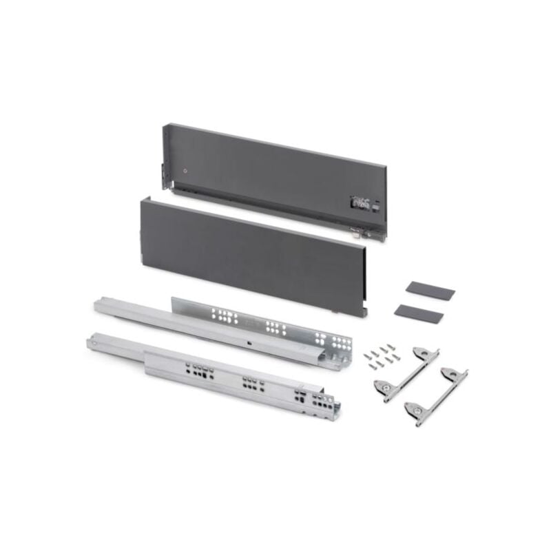 Emuca - Tiroir extérieur Vertex avec réglages 3D hauteur 178mm, 40kg, profondeur 400mm, Acier, Gris antracite - talla