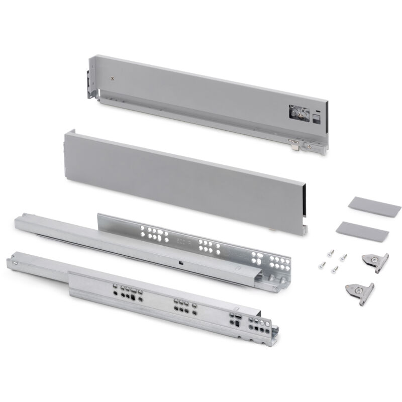 Emuca Tiroir extérieur Vertex avec réglages 3D hauteur 93mm, 40kg, profondeur 300mm, Acier, Peint en aluminium