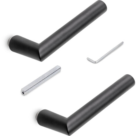 Emuca Türgriffe für Innentüren, Türgriffe für Glastürschlösser, L-R Modell, Aluminium, Schwarz lackiert