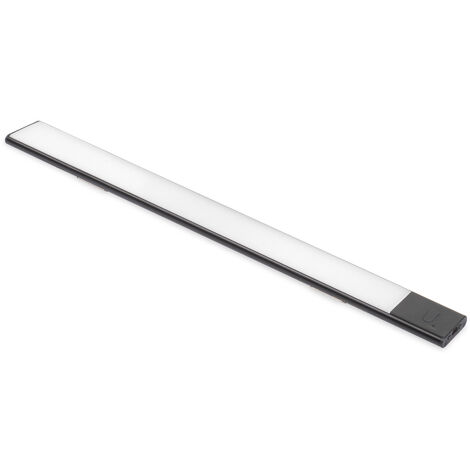 Emuca USB wiederaufladbare LED-Wandleuchte Kaus Black mit Näherungssensor, L400mmKunststoff und Aluminium, Schwarzer Metallic-Lack
