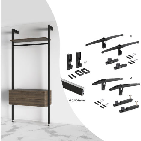 Emuca Zero kit supporti per mensole modulari nero 1 metro