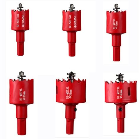 En acier haute vitesse Scie-cloche bi-métal HSS avec tige pour bois et métal,ercer des panneaux,du plastique,(28MM+30MM+32MM+35MM+38MM+40MM)