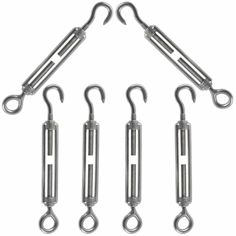 En Acier Inoxydable Réglable Crochet De Ridoir Et Oeil Ensemble Heavy Duty M5 6pièces Adélala