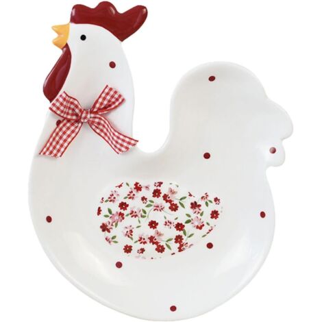 en C ramique Petite Format Rouge Fleurs Plat Dessert de