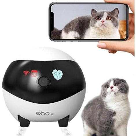 Enabot Ebo SE Dog Camera 1080P IP Surveillance Camera Built-in WiFi Mobile Pet Camera with Night Vision Function Self-Charging 2 Channel Audio, Motion Detection
