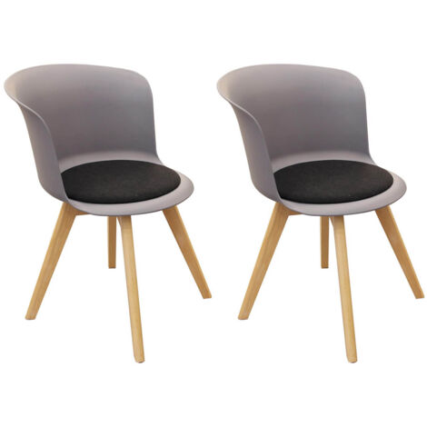 ENAEL - Lot de 2 Chaises Grises avec Assise Noire