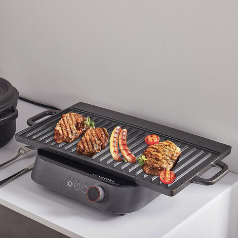 Enamel Cast Iron Reversible Grill/Griddle Pan Plate Flat Ridges Side | 50 x 23cm