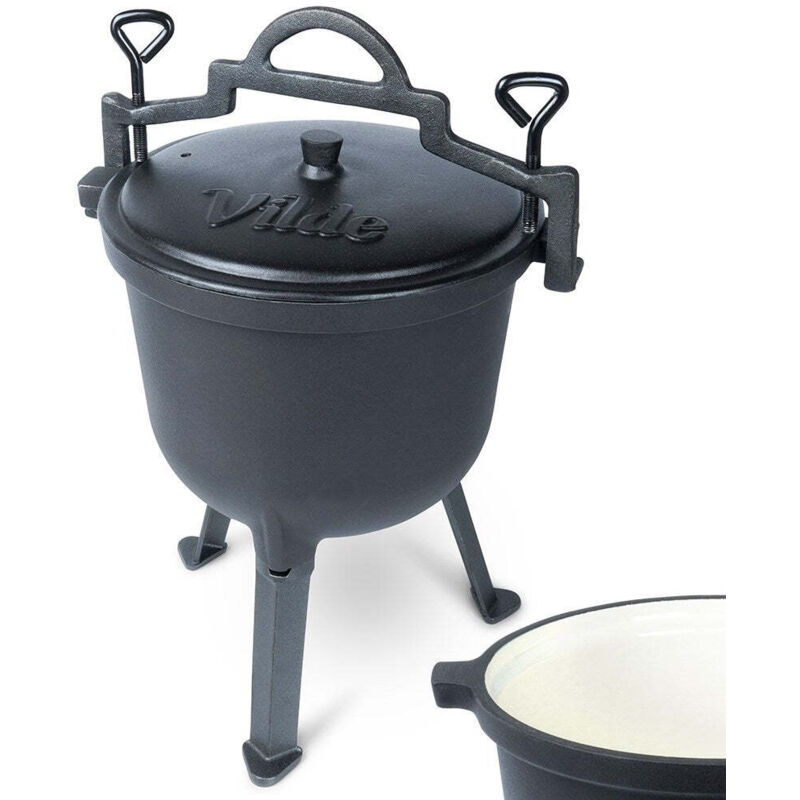 Northix Enamel Pot On Legs With Lid 8l Capacity