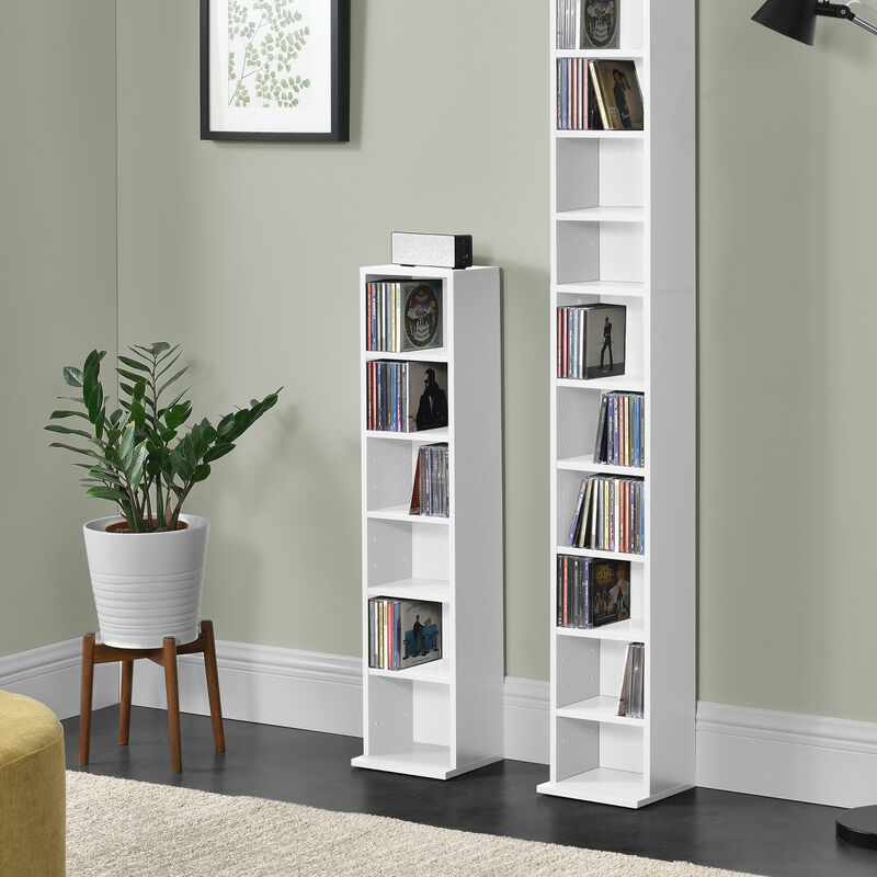 

Estante para CDs - Soporte para DVDs - 90 x 20 x 20 cm - Librería con 6 compartimientos - Blanco