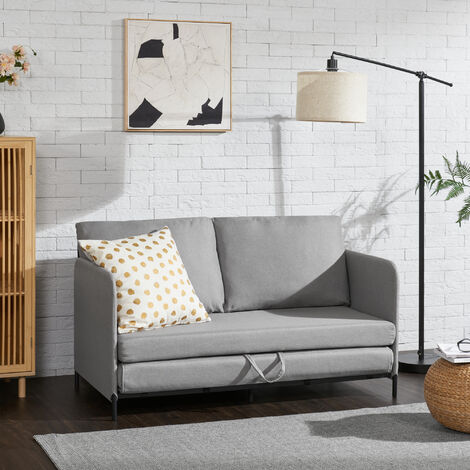 [En.Casa] – Canapé convertible 2 places gris clair – Dimensions 78 x 125 x 67 cm – Structure en acier – Rembourrage en mousse plastique