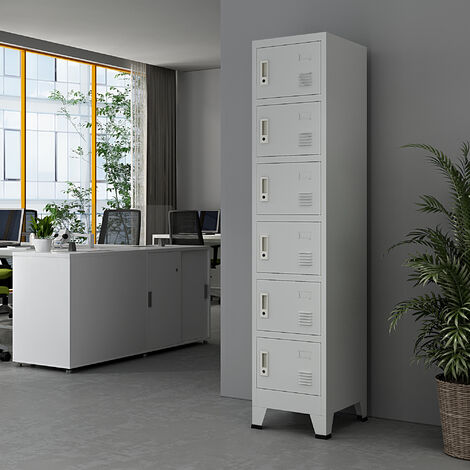 [En.Casa] – Casier métallique 6 portes verrouillables – Acier revêtu – Dimensions 180 x 38 x 45 cm – Ventilation optimale – Pour écoles et entreprises