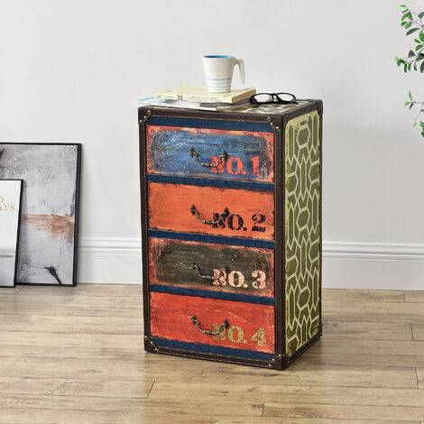 [En.Casa] – Commode multicolore 4 tiroirs 66 x 40 x 30 cm – Armature en MDF – Rangement élégant pour divers objets
