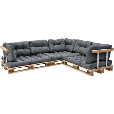 [en.casa] Cuscini per paletta euro-sofá tavolozze - 11 pezzi - cuscino seduta + cuscino schienale [grigio chiaro] Divano paletta euro-sofá In/Outdoor