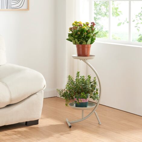 [En.Casa] – Porte-plantes Aalten 62 x 30 x 25 cm – 2 étagères en métal gris clair – Support décoratif pour intérieur – Montage rapide