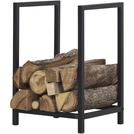 [En.Casa] – Range-bûches en acier laqué 40 x 30 x 50 cm – Protection contre l'humidité – Montage facile – Pour intérieur et extérieur
